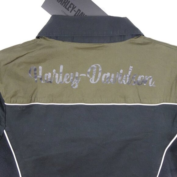 Harley Davidson Zip Front Shirt Women's Size XS Black Woven Wounded Warriors - Picture 6 of 10